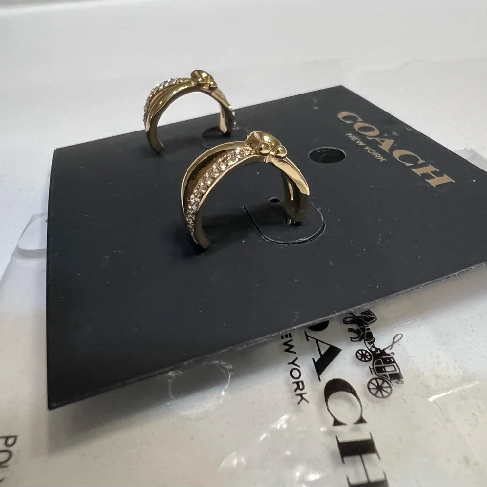 NWT Coach Gold-Tone Semi Huggie Earrings - Picture 4 of 6